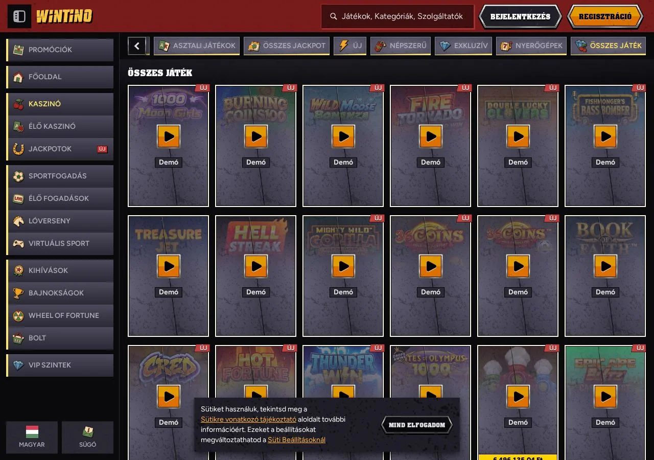Wintino game selection